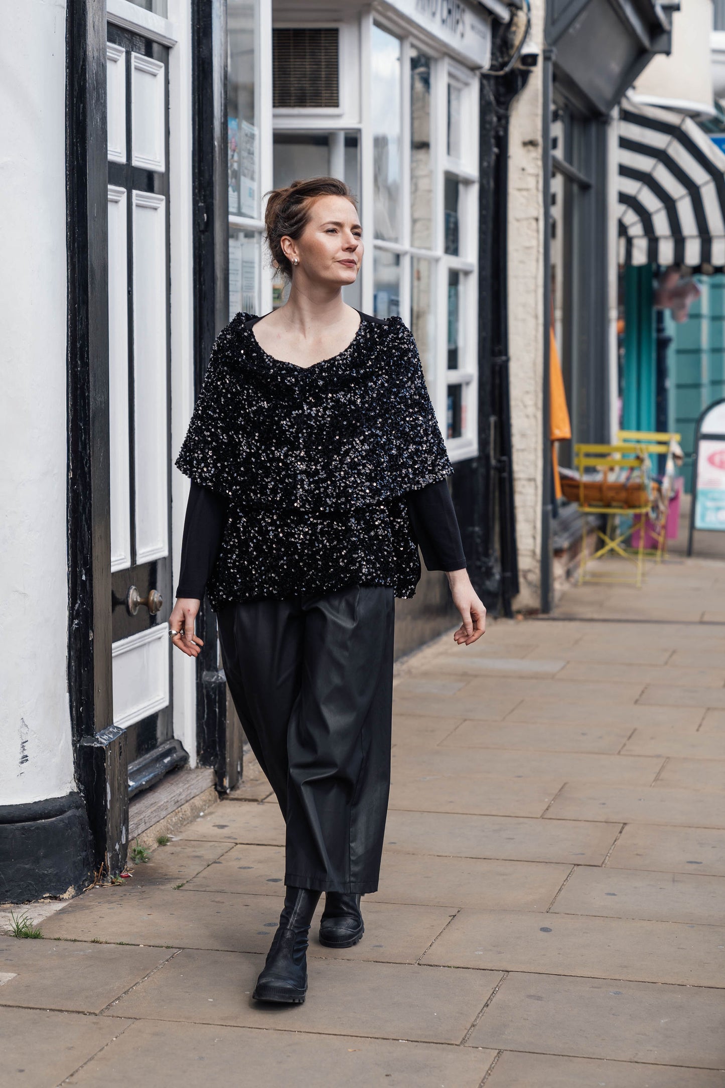 Black Sequin Collar Scarf