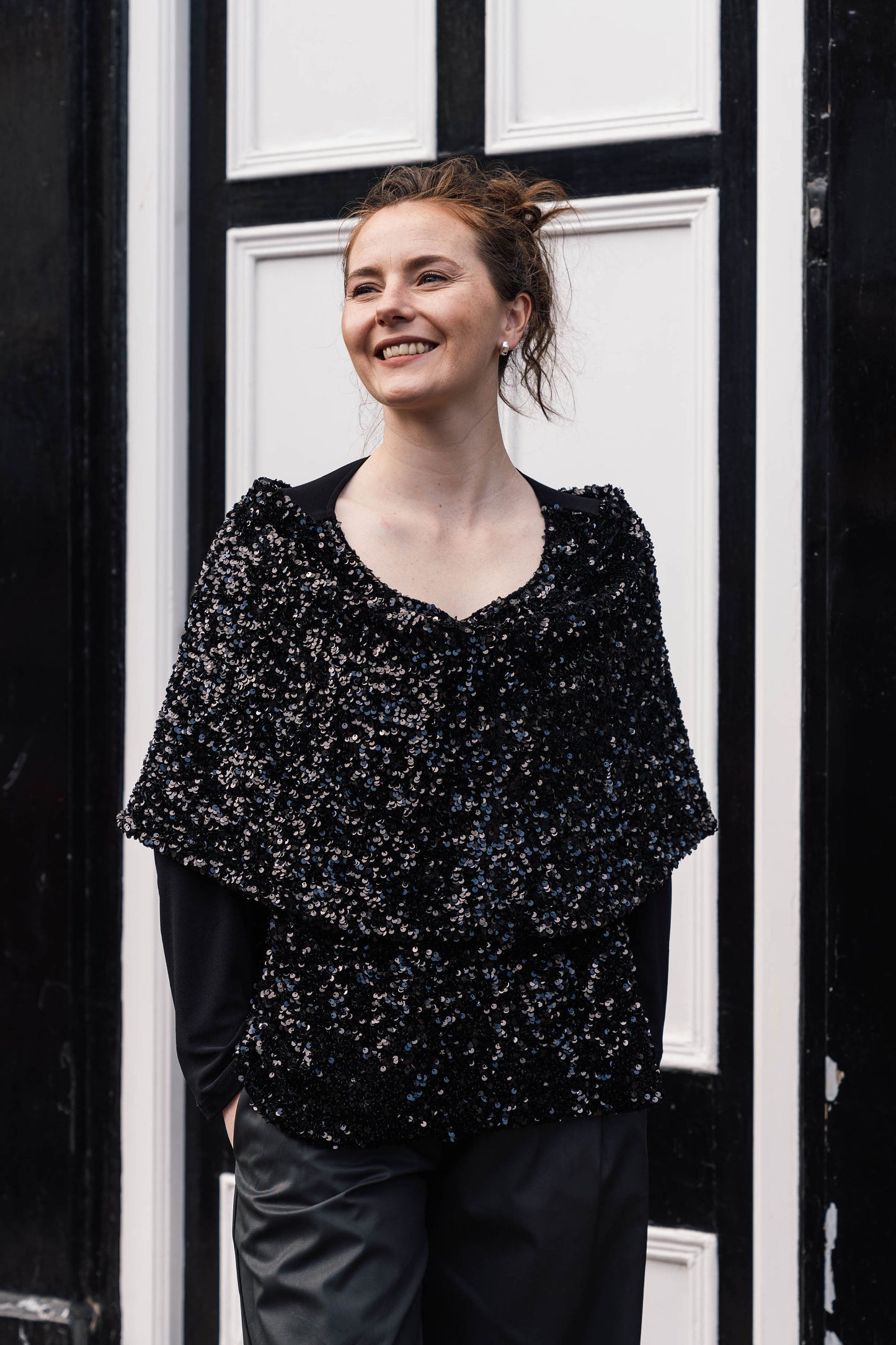Black Sequin Collar Scarf