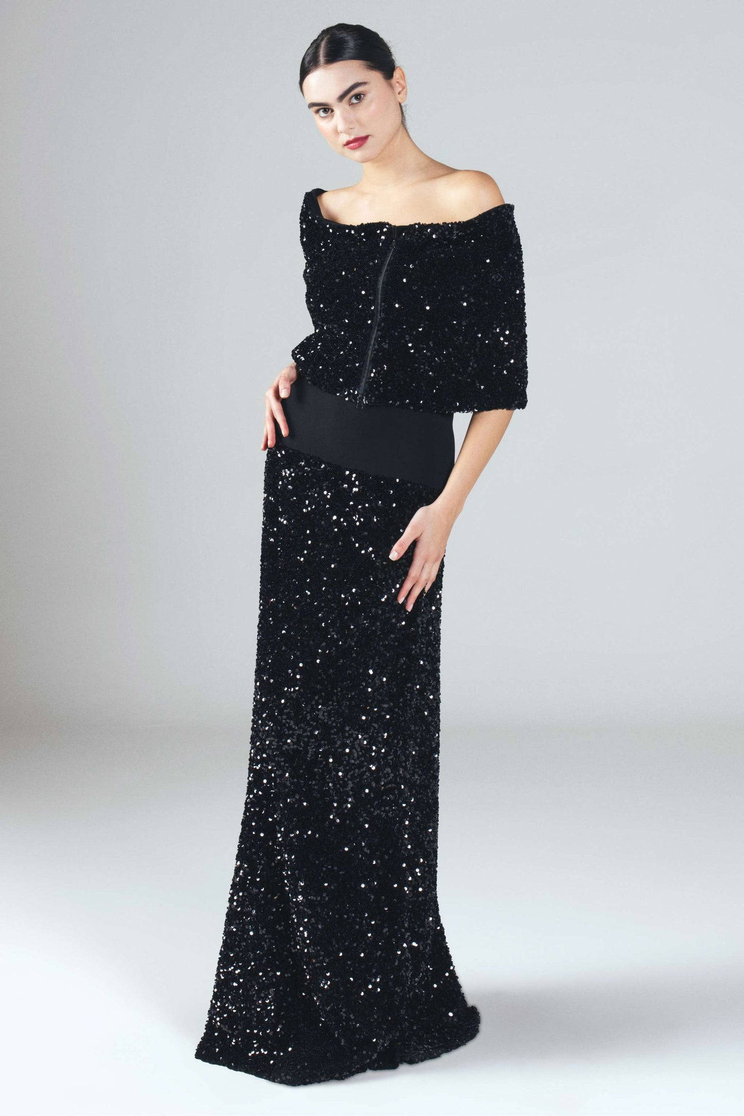 Black Sequin Collar Scarf