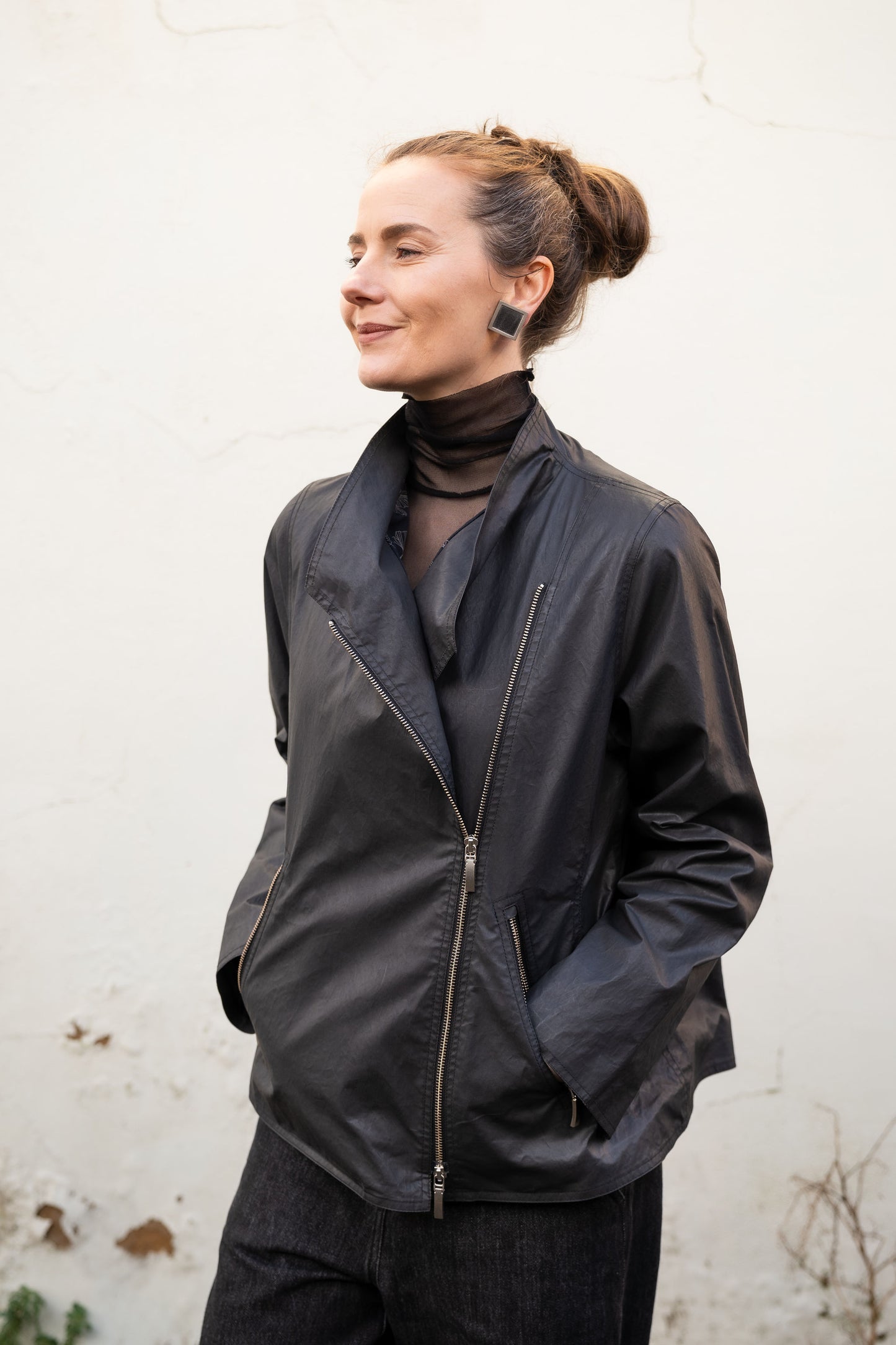 Coated Cotton Zip Jacket