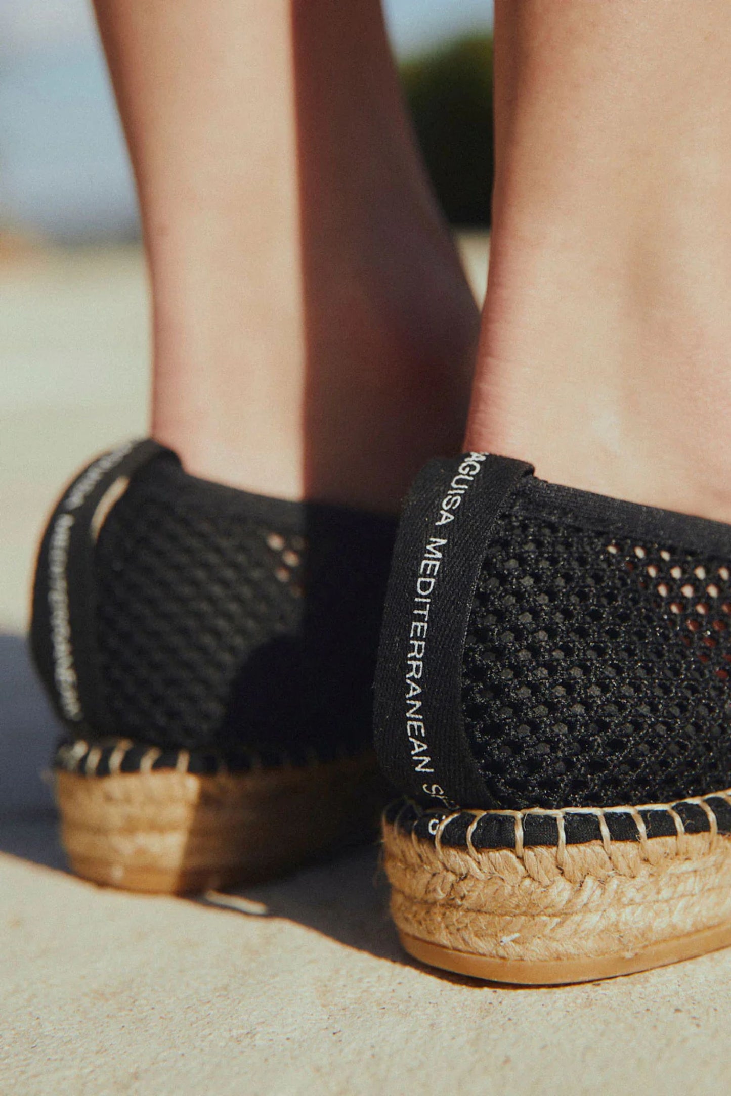 Black Mesh Ballerinas