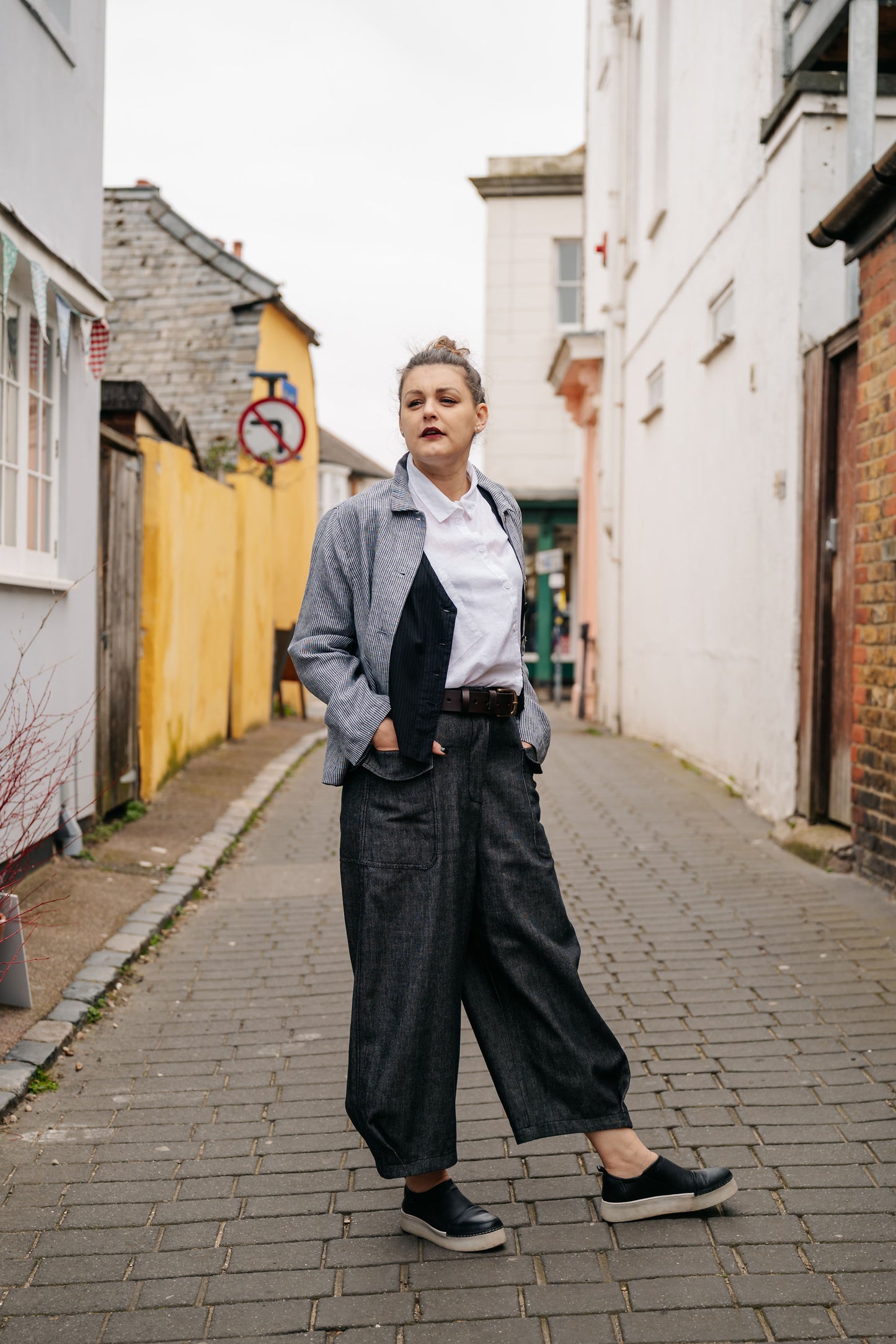 Black Wash Barrel Denim Trousers