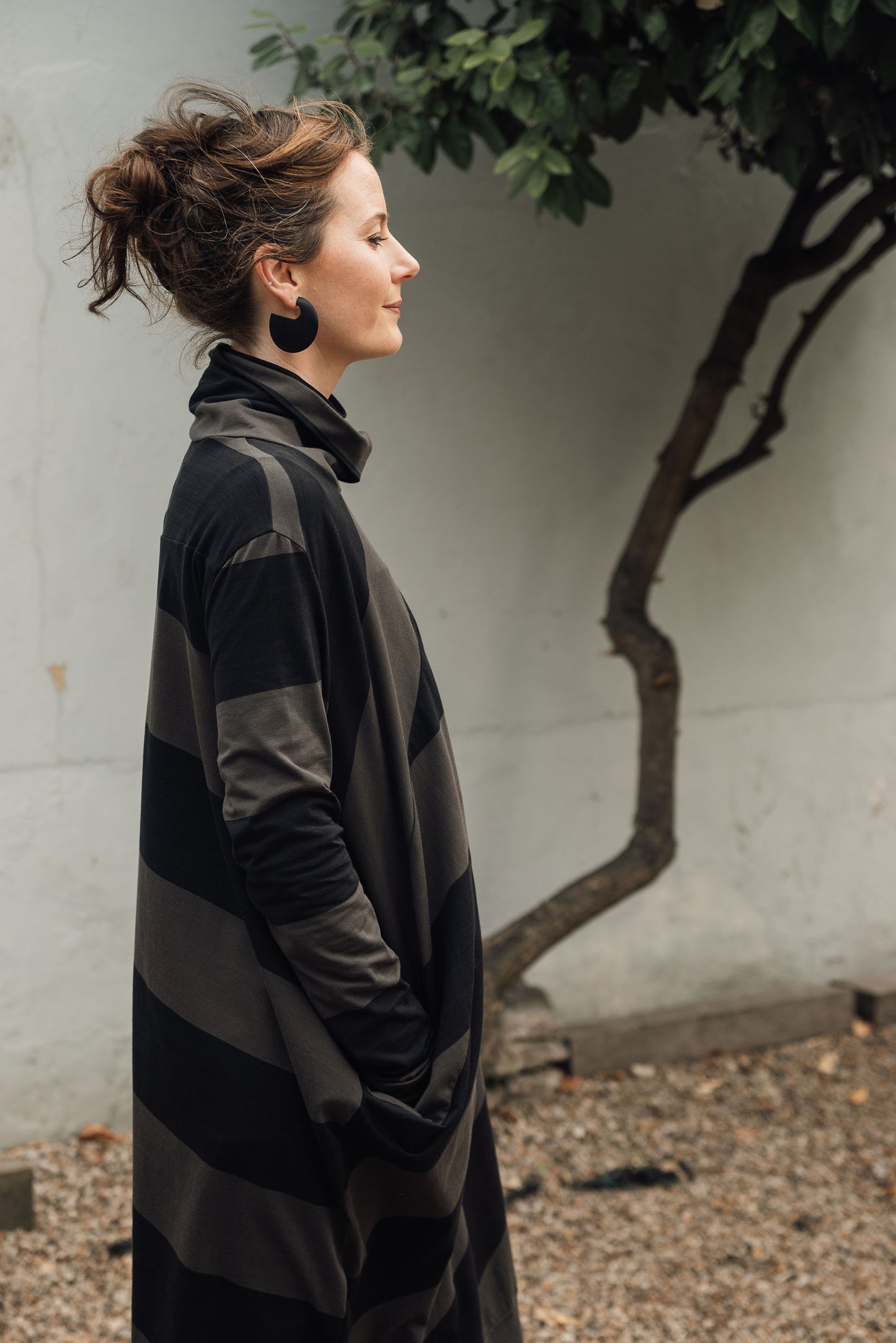 Flat Hoop Earrings - Black Wood