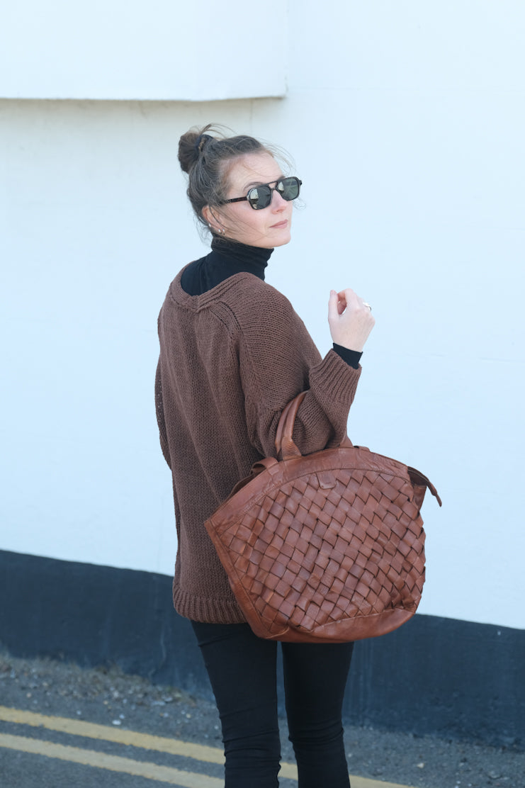 Woven leather 2025 handbag