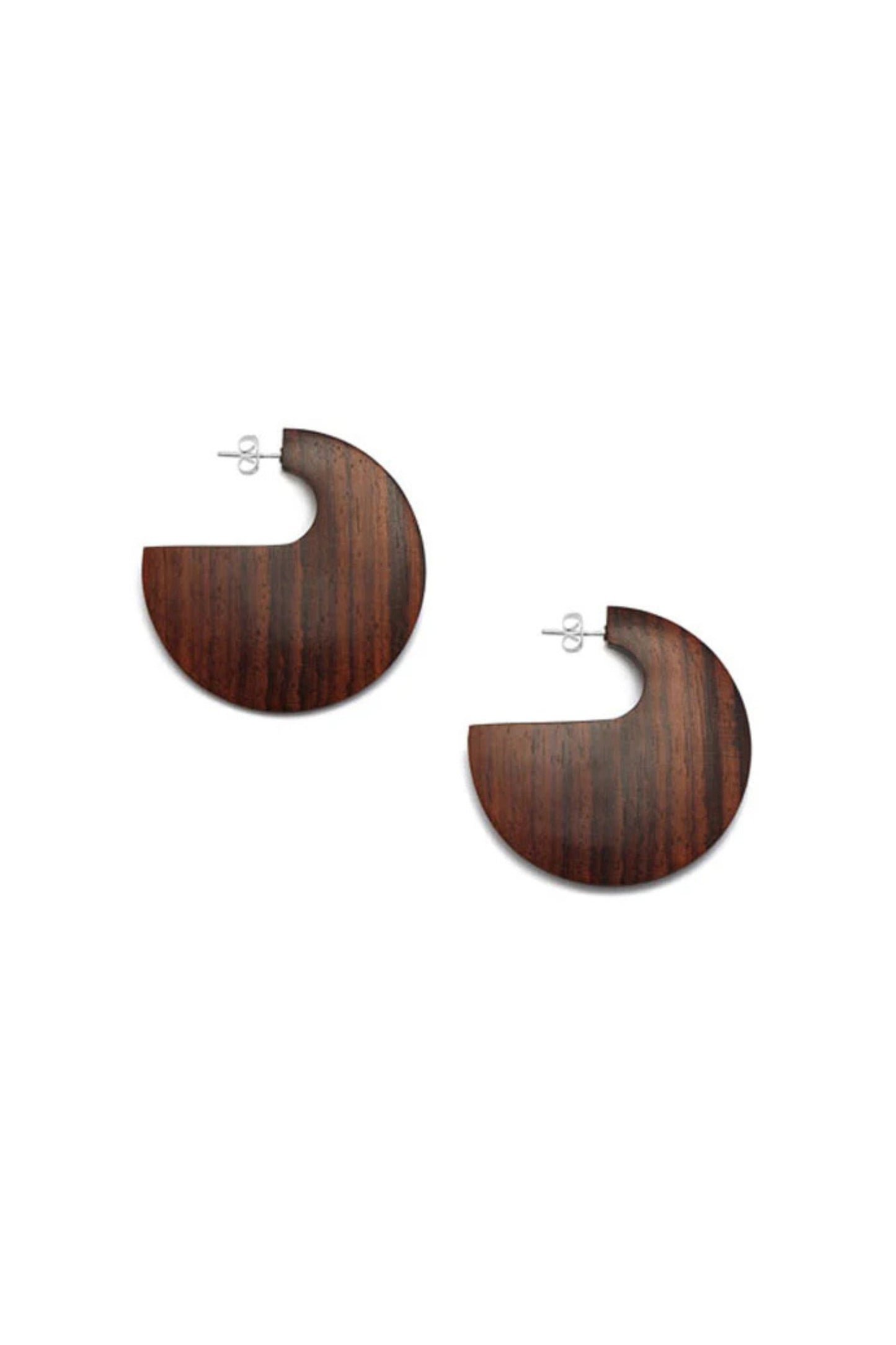 Flat Hoop Earrings - Wood
