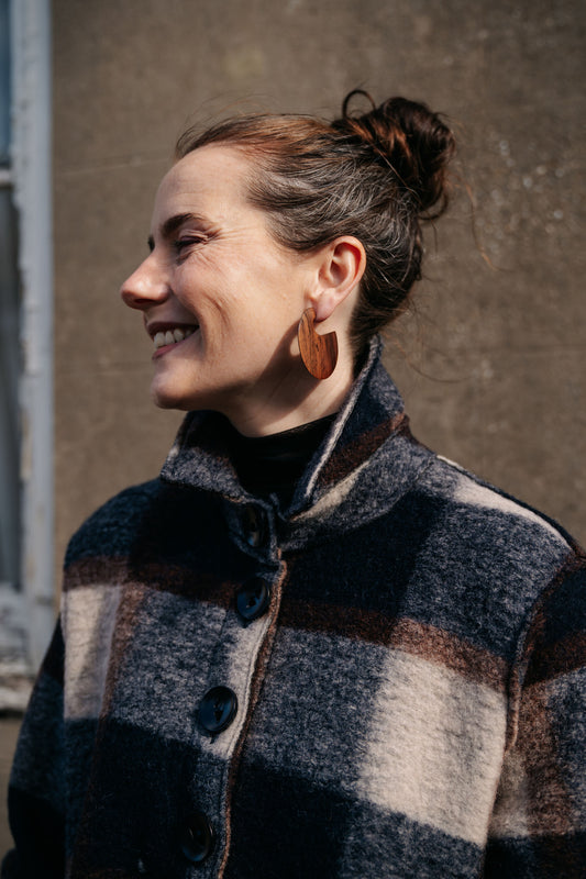 Flat Hoop Earrings - Wood