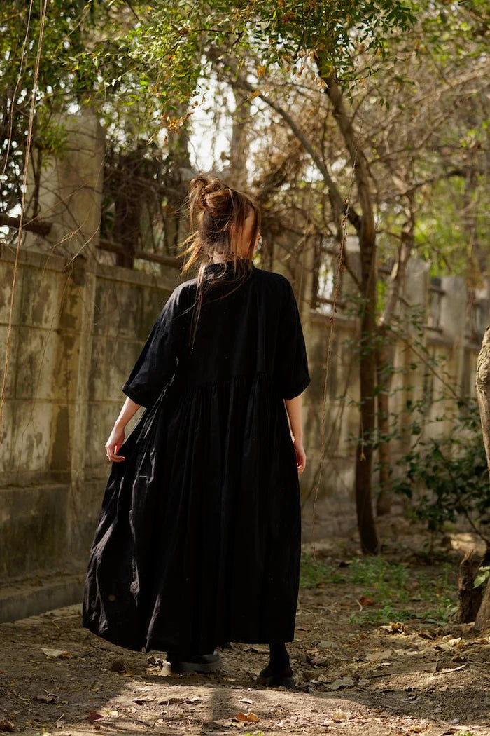 EDITH - Black Cotton Twill Dress