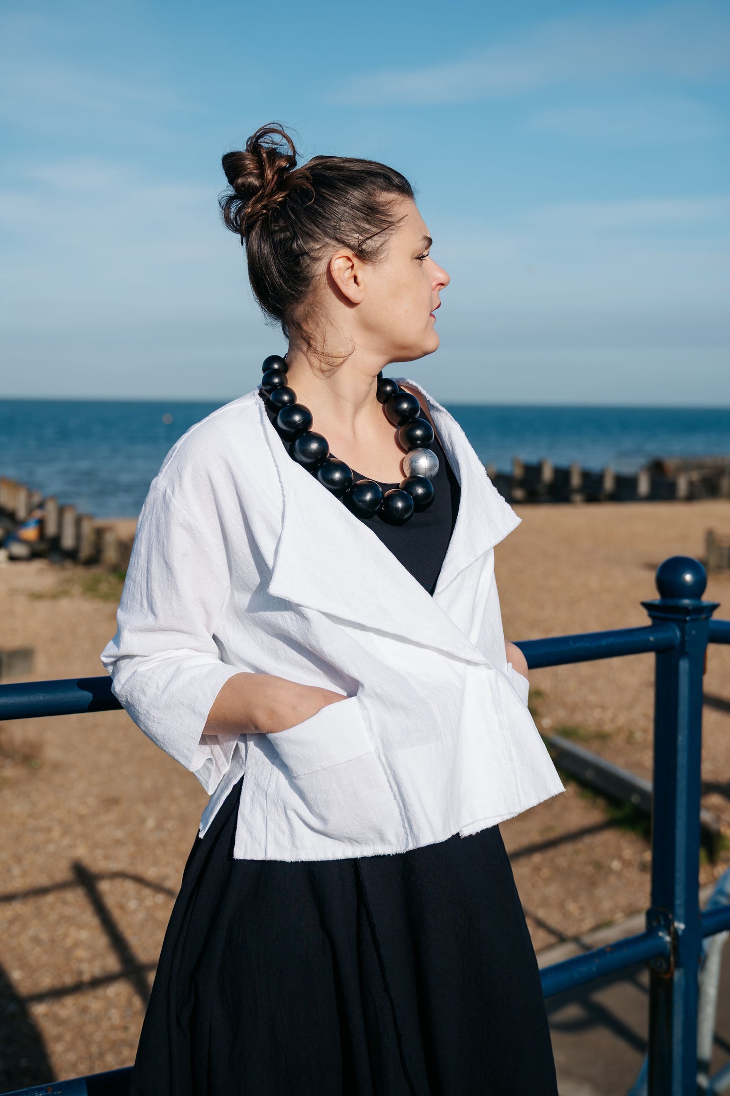 White Cropped Amber Jacket