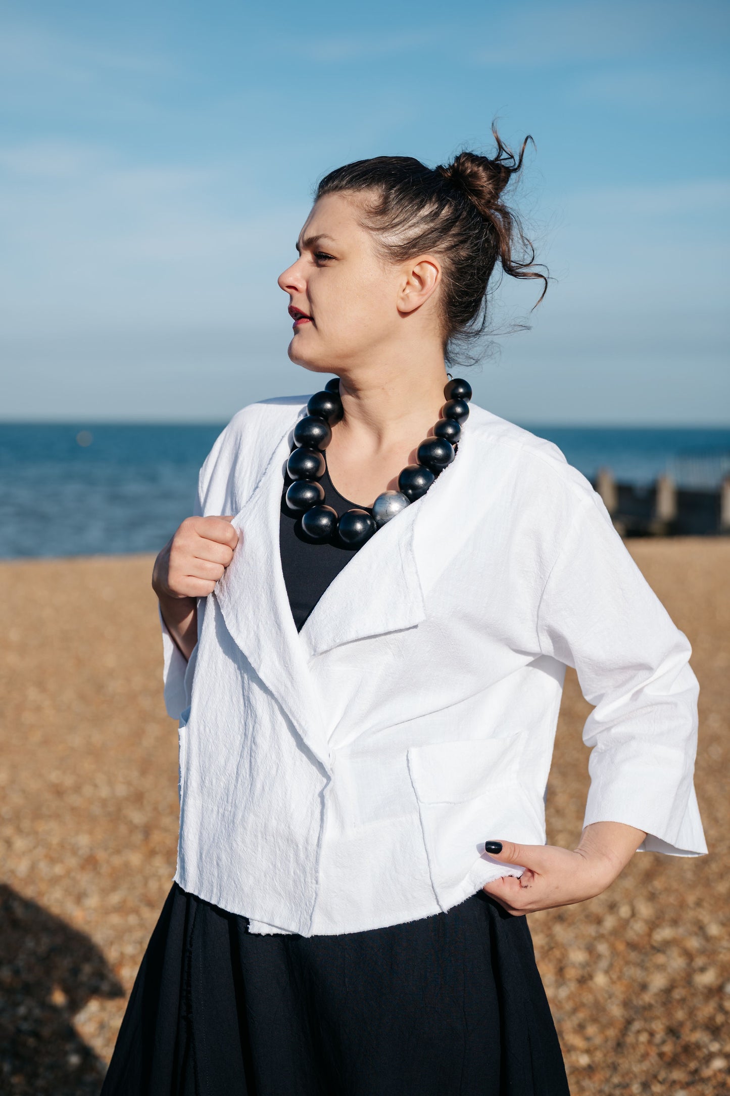 White Cropped Amber Jacket