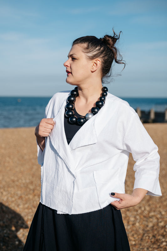White Cropped Amber Jacket