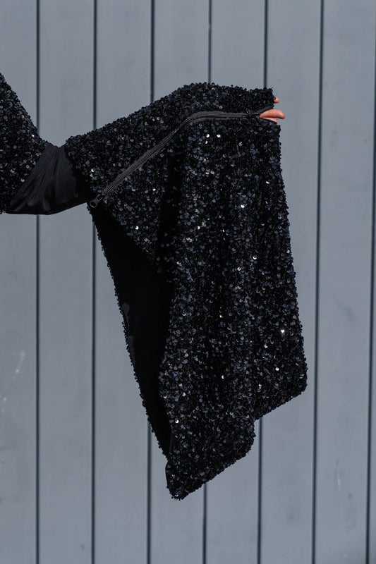 Black Sequin Collar Scarf