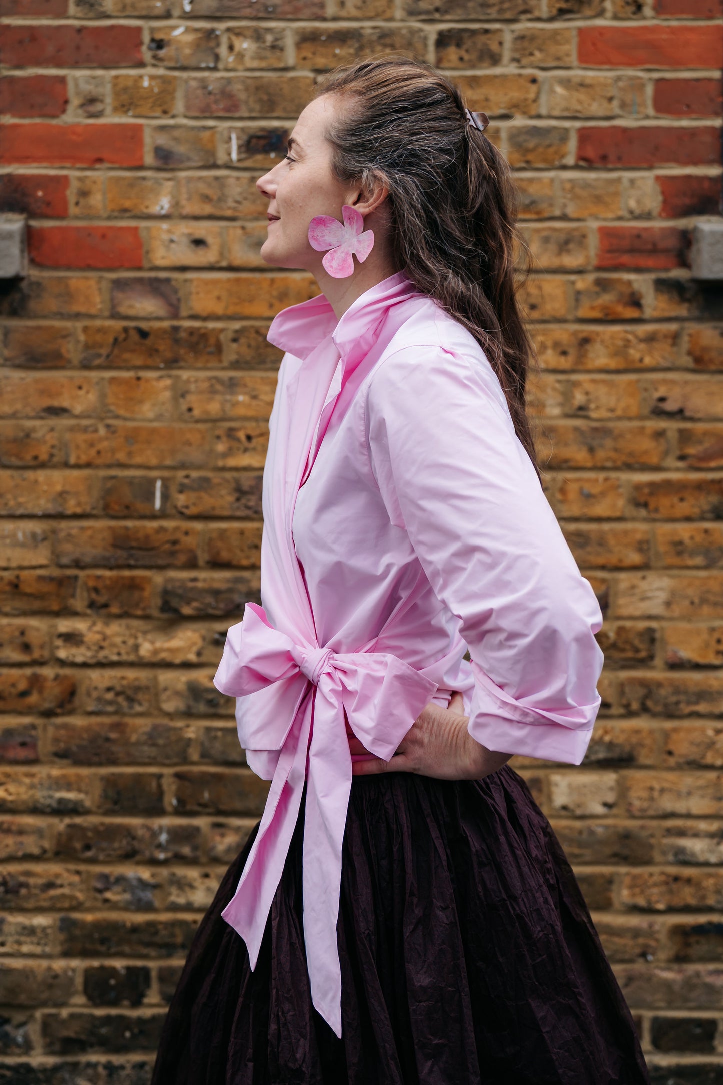 Pink Taffeta Bow Shirt