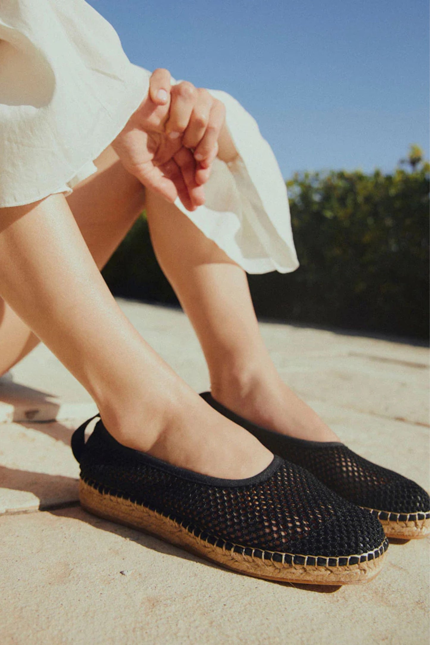 Black Mesh Ballerinas