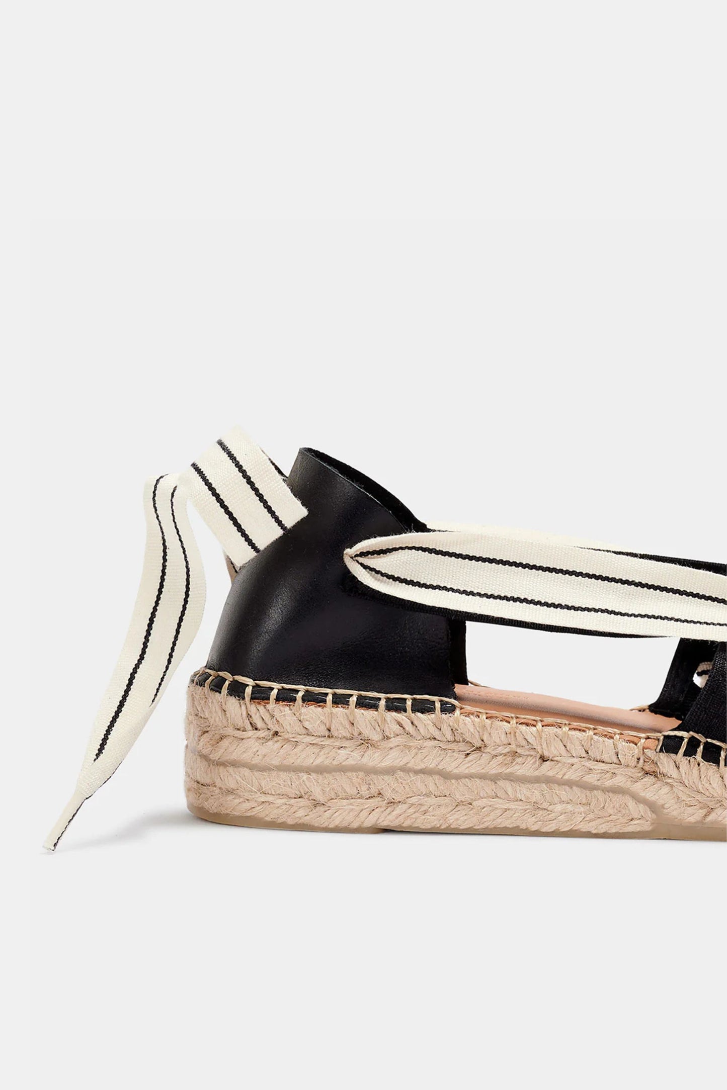 Black Stripe Ribbon Espadrilles