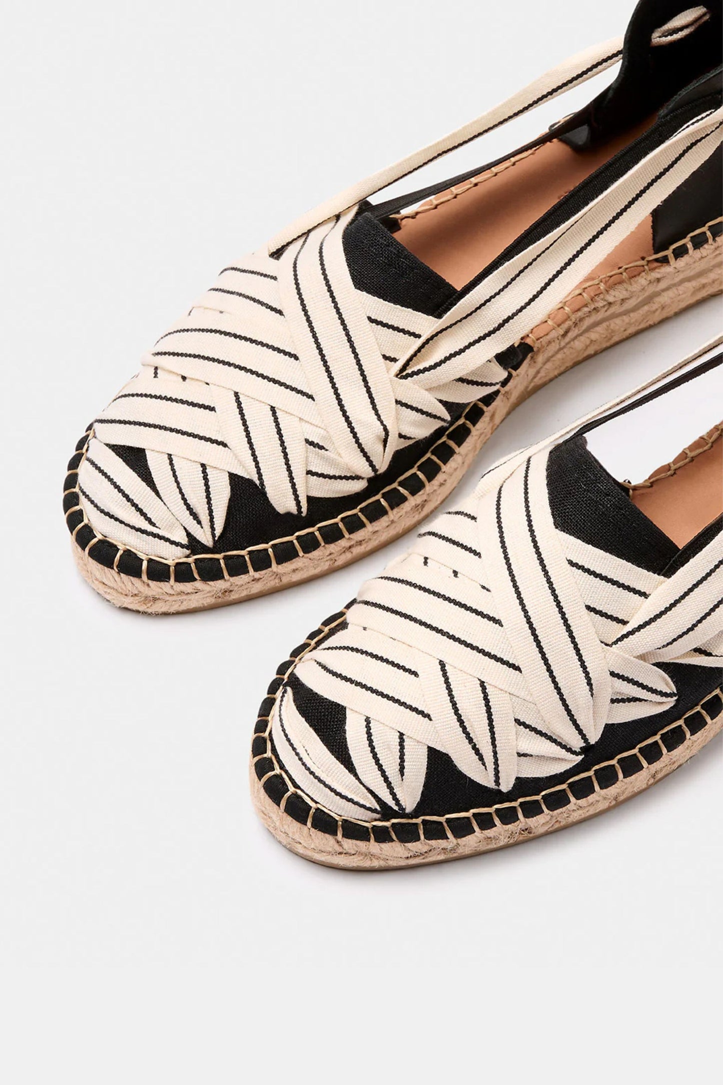 Black Stripe Ribbon Espadrilles