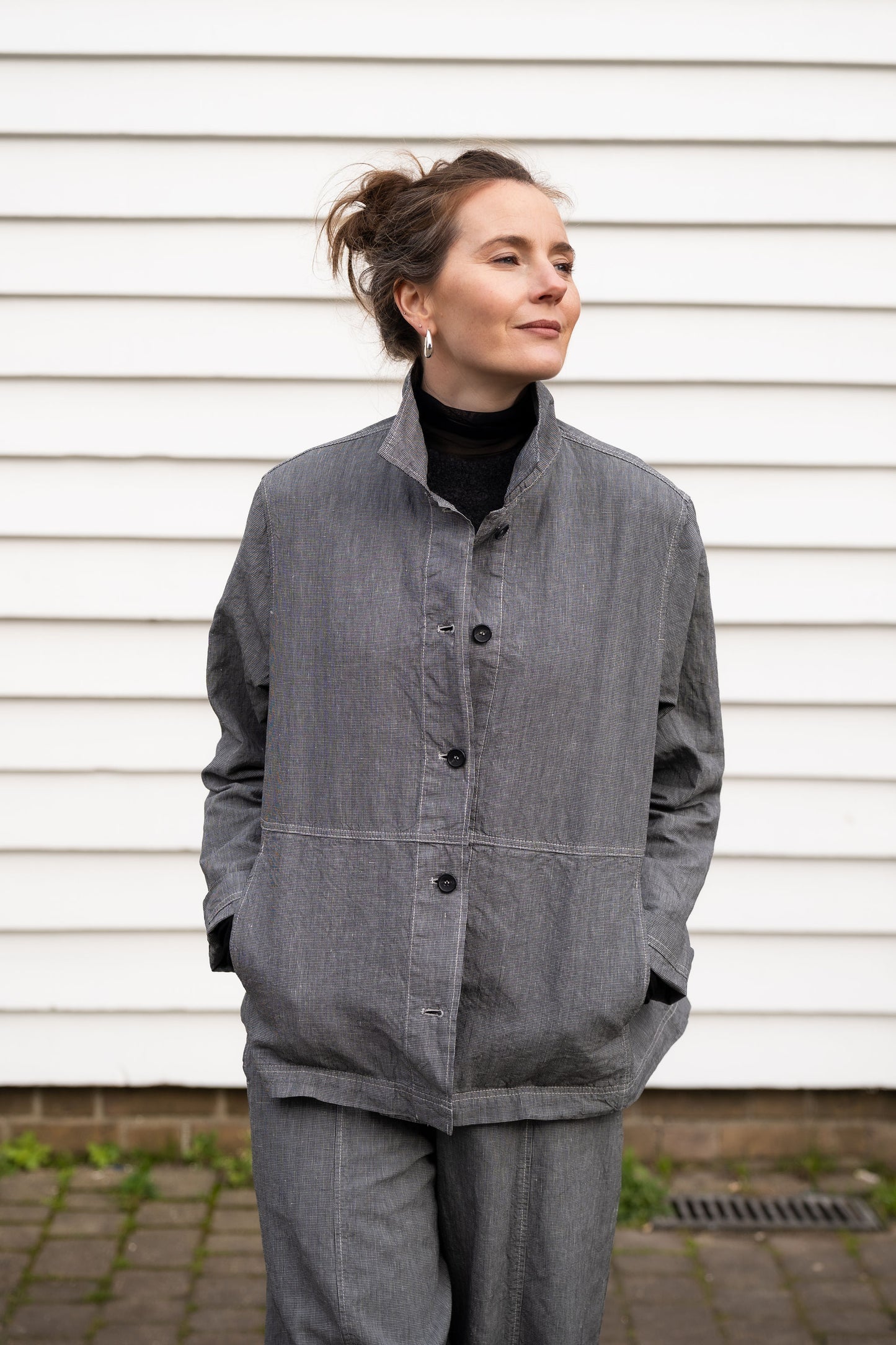 OSKA - Linen Cotton Houndstooth Jacket 514