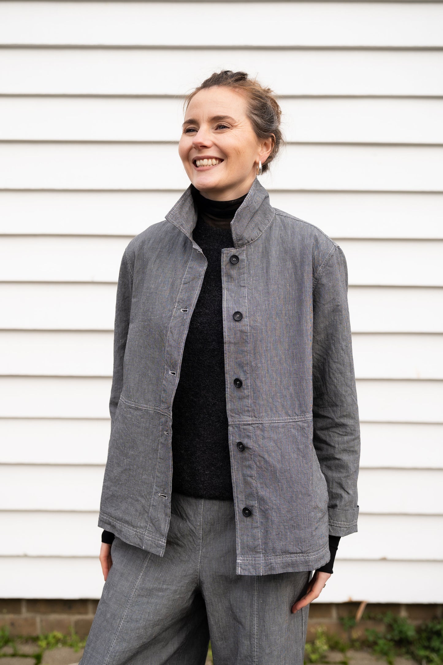 OSKA - Linen Cotton Houndstooth Jacket 514