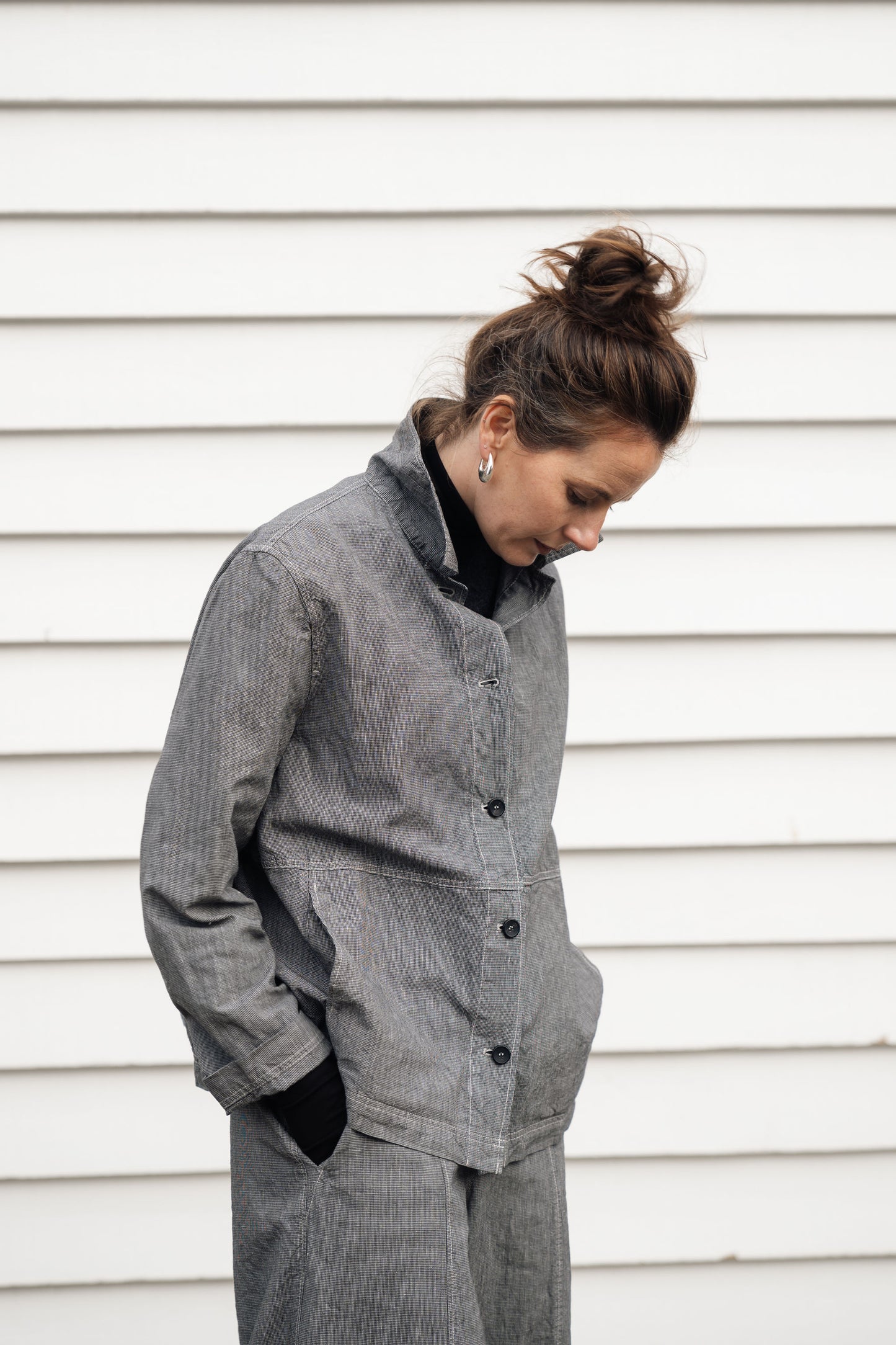 OSKA - Linen Cotton Houndstooth Jacket 514