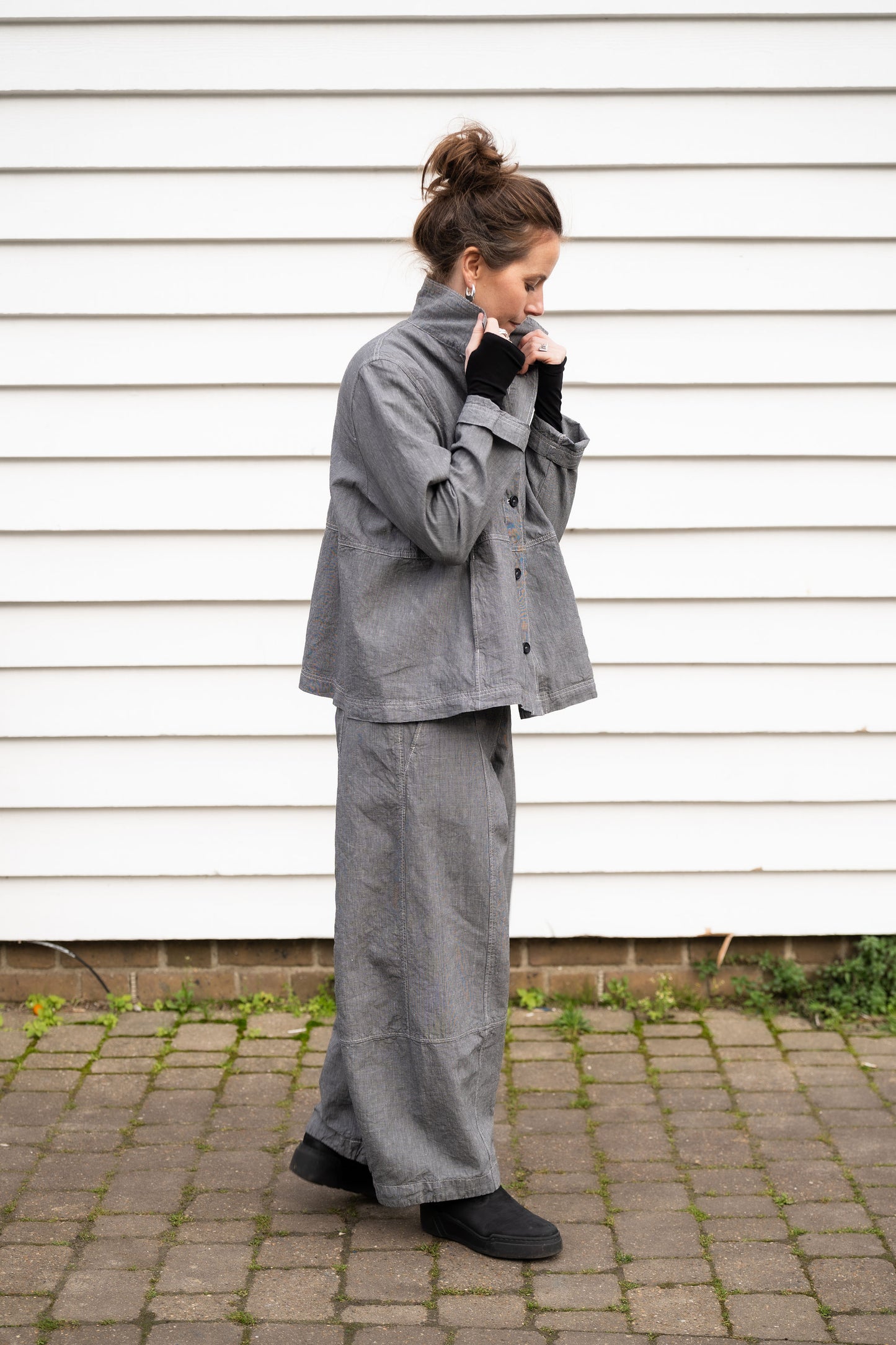 OSKA - Linen Cotton Houndstooth 522 Trousers