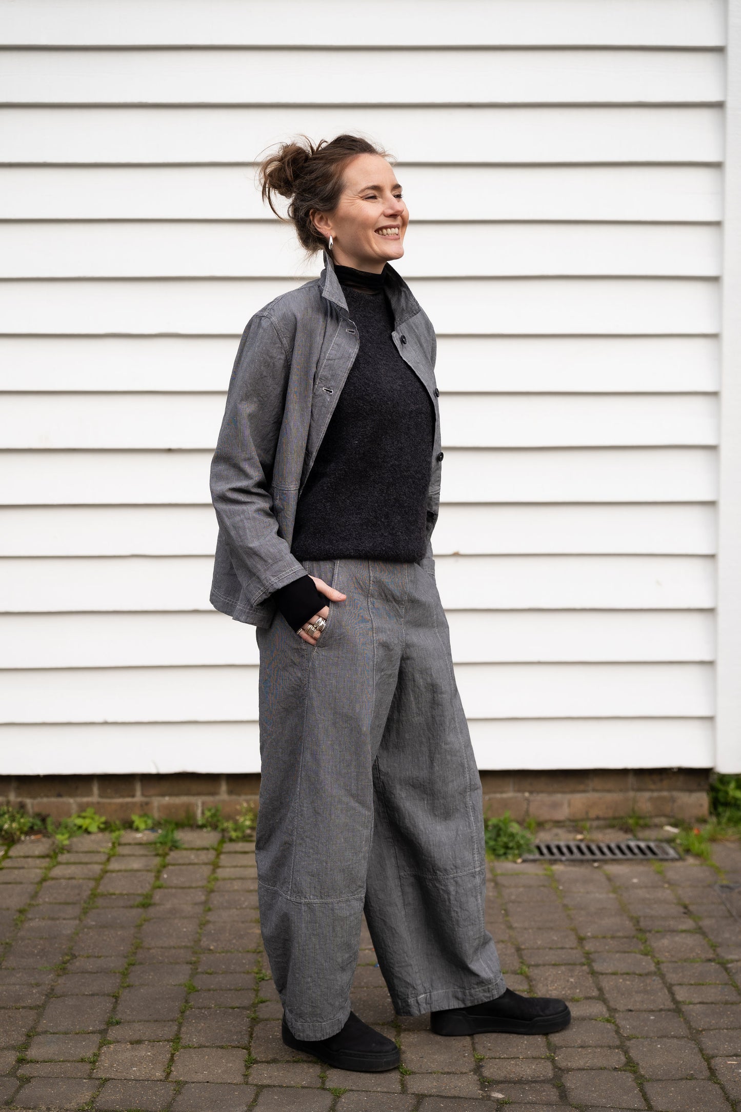 OSKA - Linen Cotton Houndstooth 522 Trousers