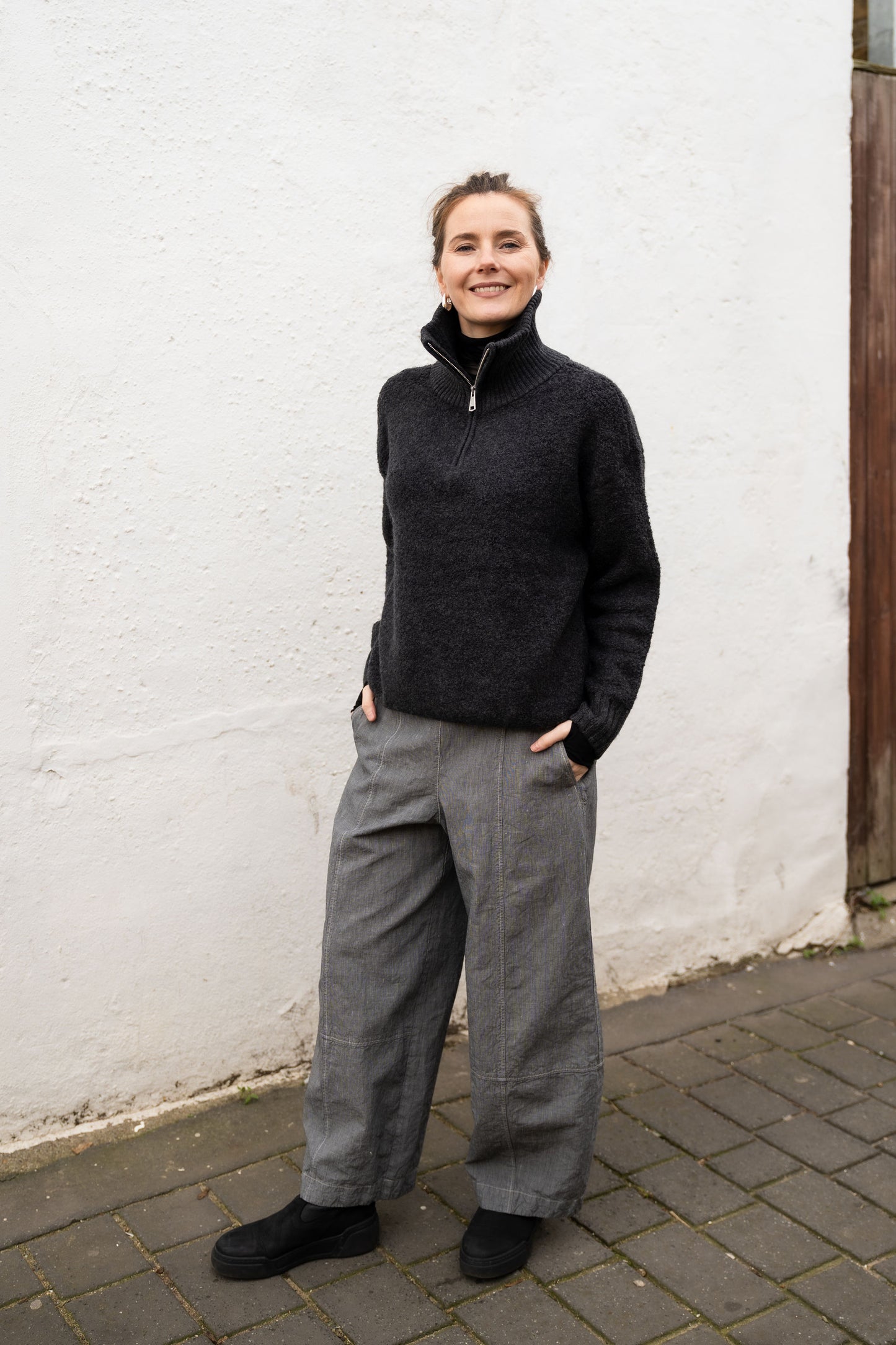 OSKA - Linen Cotton Houndstooth 522 Trousers