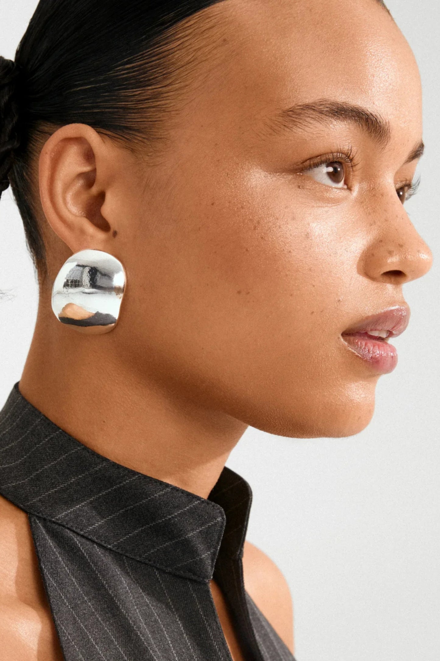 Big Curl Silver Earrings