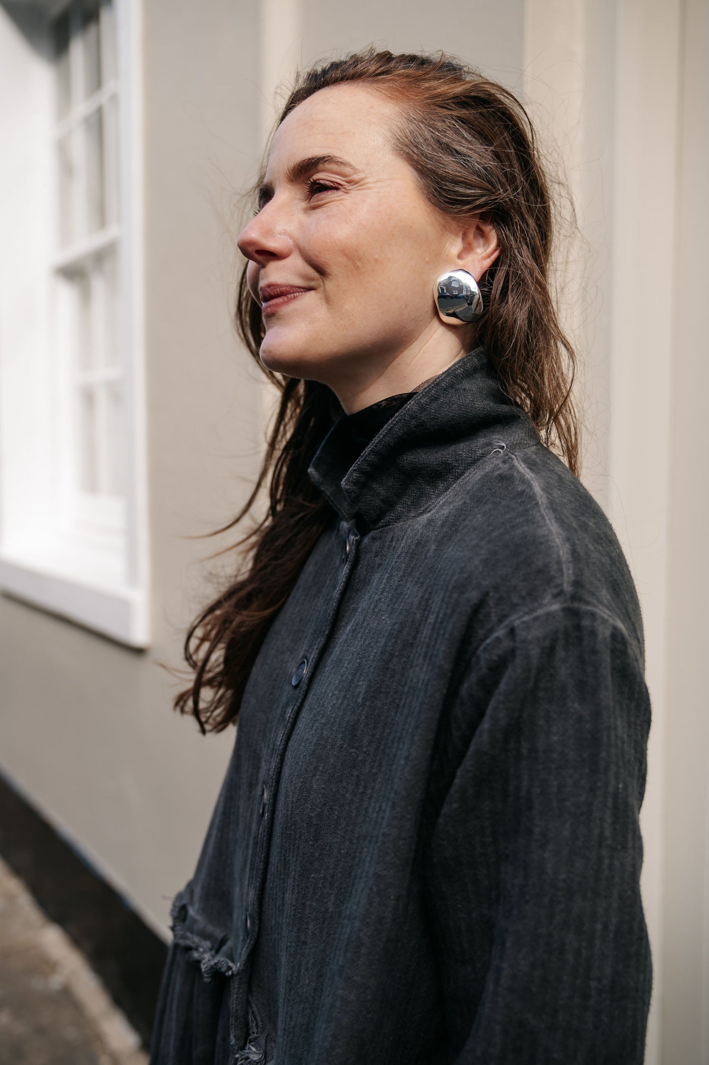 Big Curl Silver Earrings