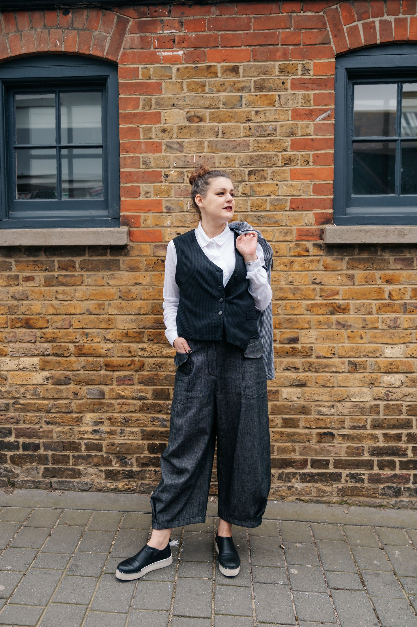 Black Wash Barrel Denim Trousers