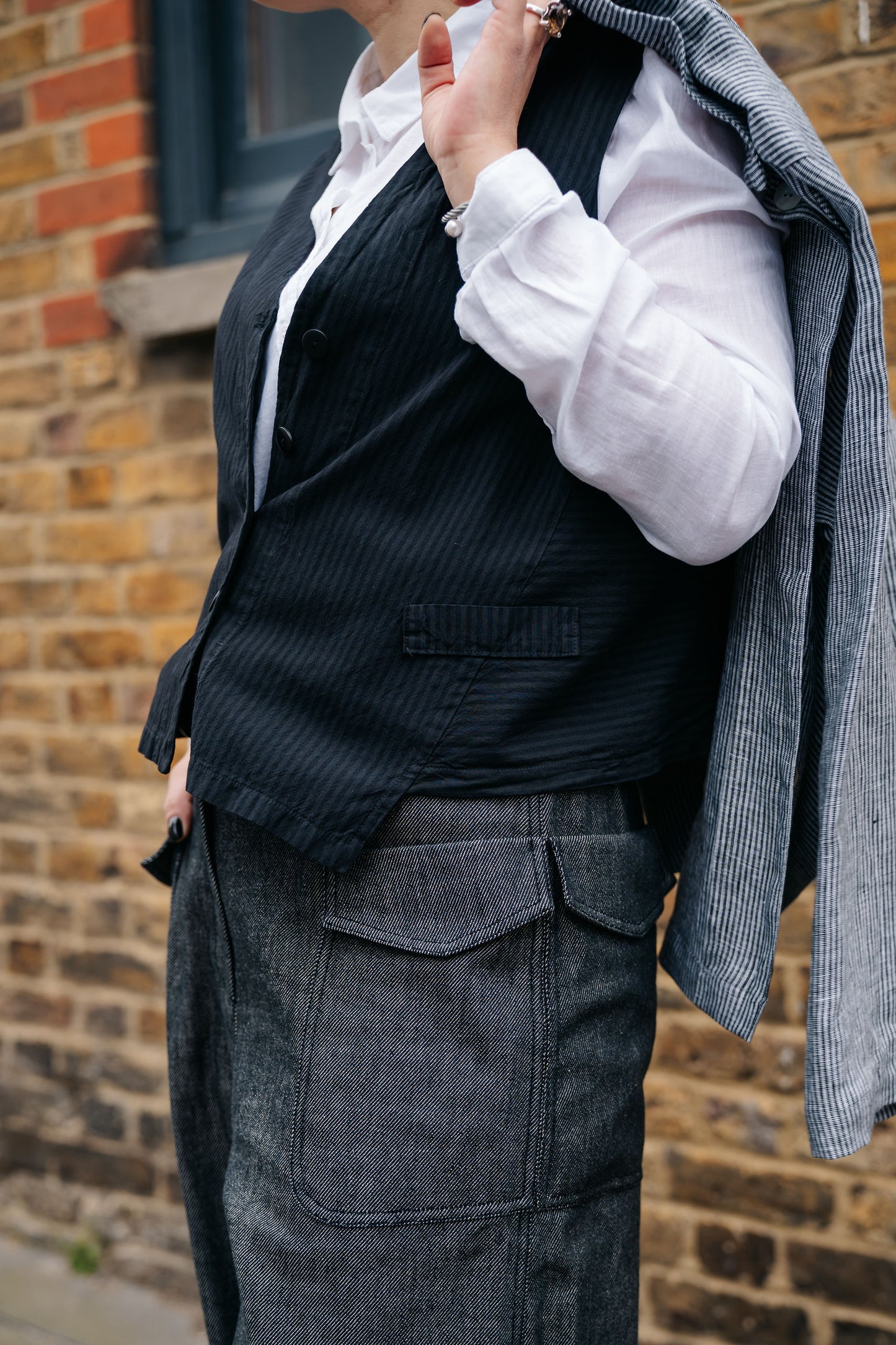 Black Wash Barrel Denim Trousers